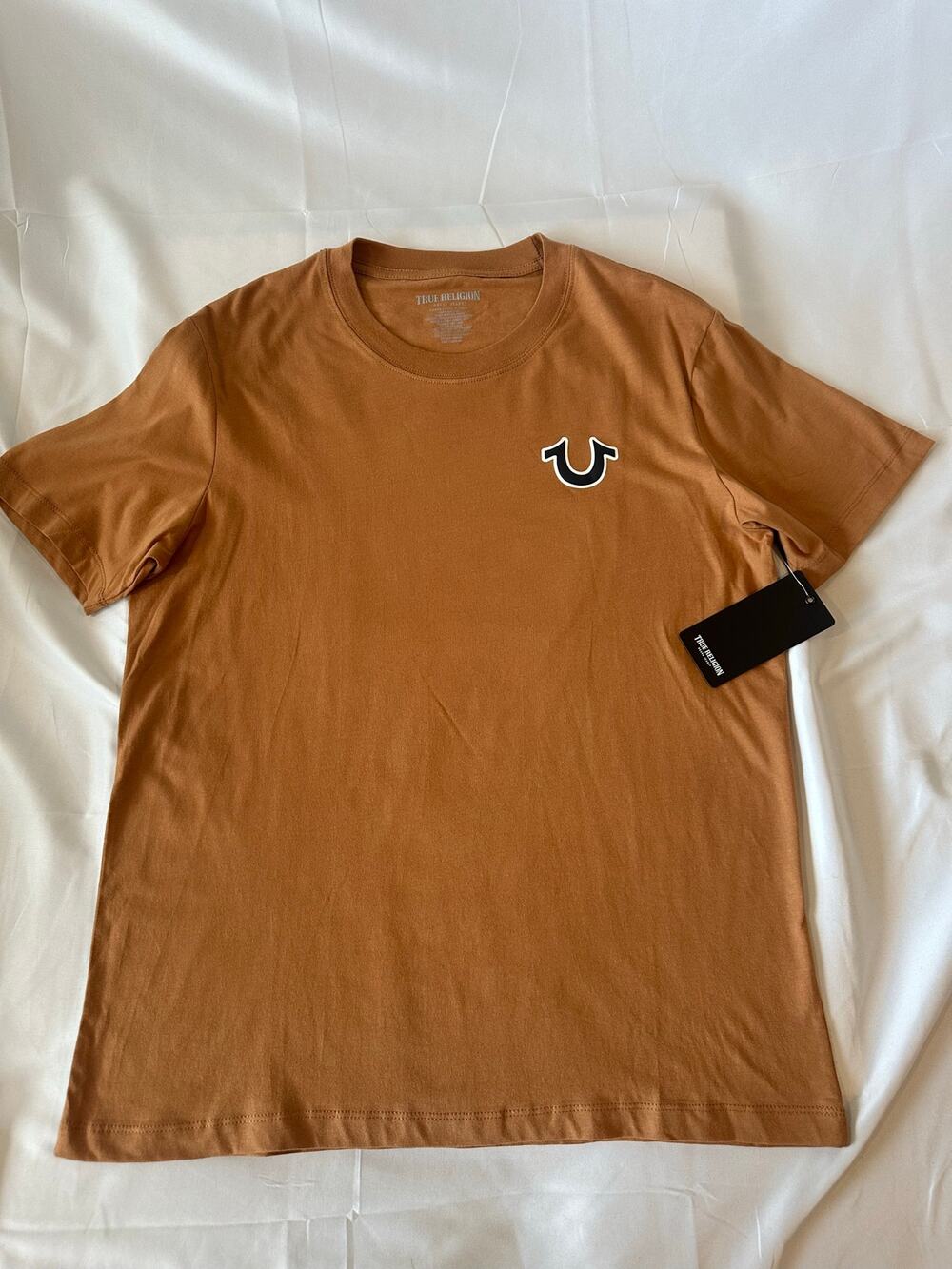 NWT True Religion Buddha Guitar Graphic T-Shirt Copper Brown Horse ShoeLogo Mens